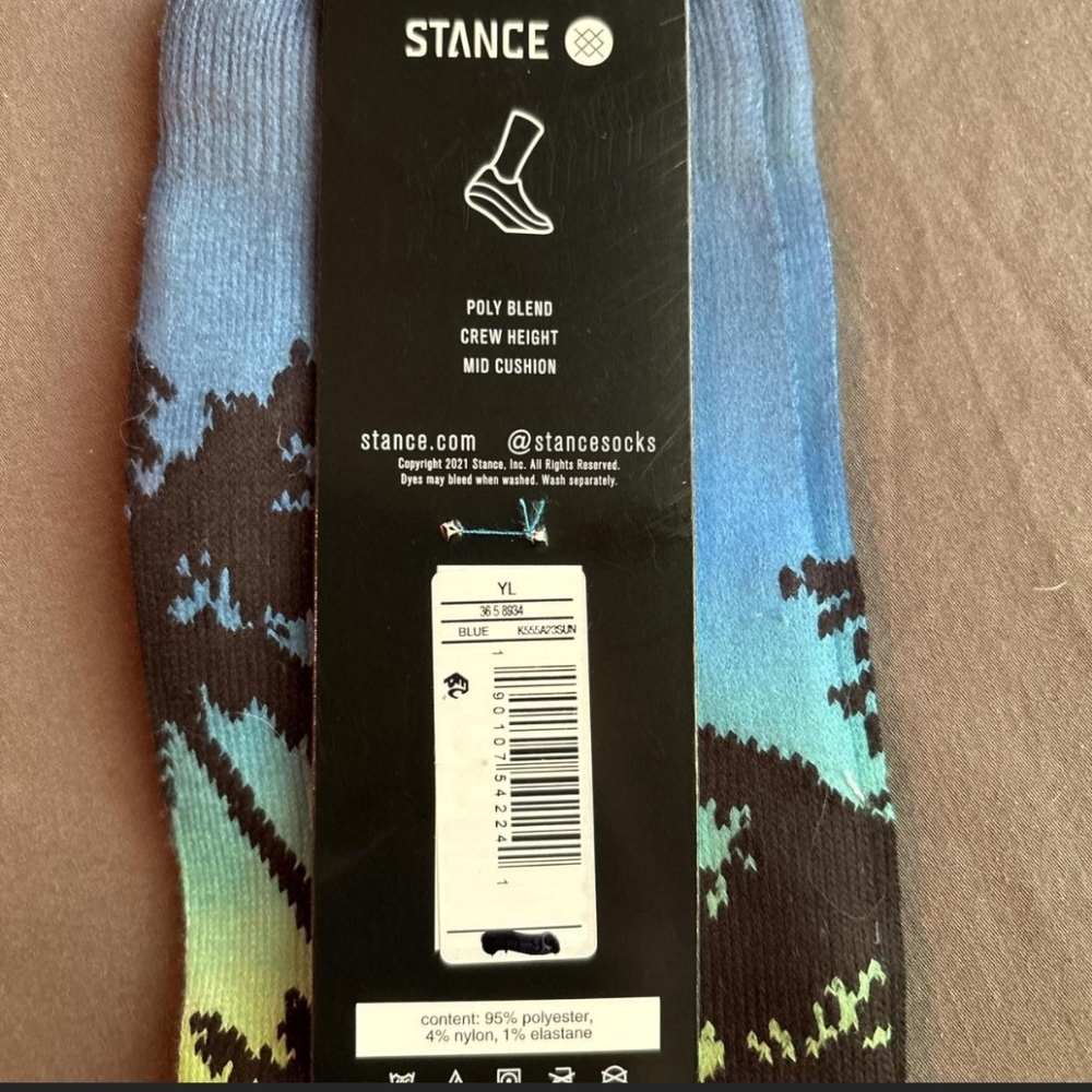 NWT Kid's Wade Collection Stance Tropical Palm Socks - Black and Green - Picture 3 of 3